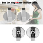 Gsycle 2PCS 6mm Range Replacement Knobs, Zinc Alloy Gas Stove Knobs Cooker Oven Cooktop Metal Switch Control for Home Kitchen