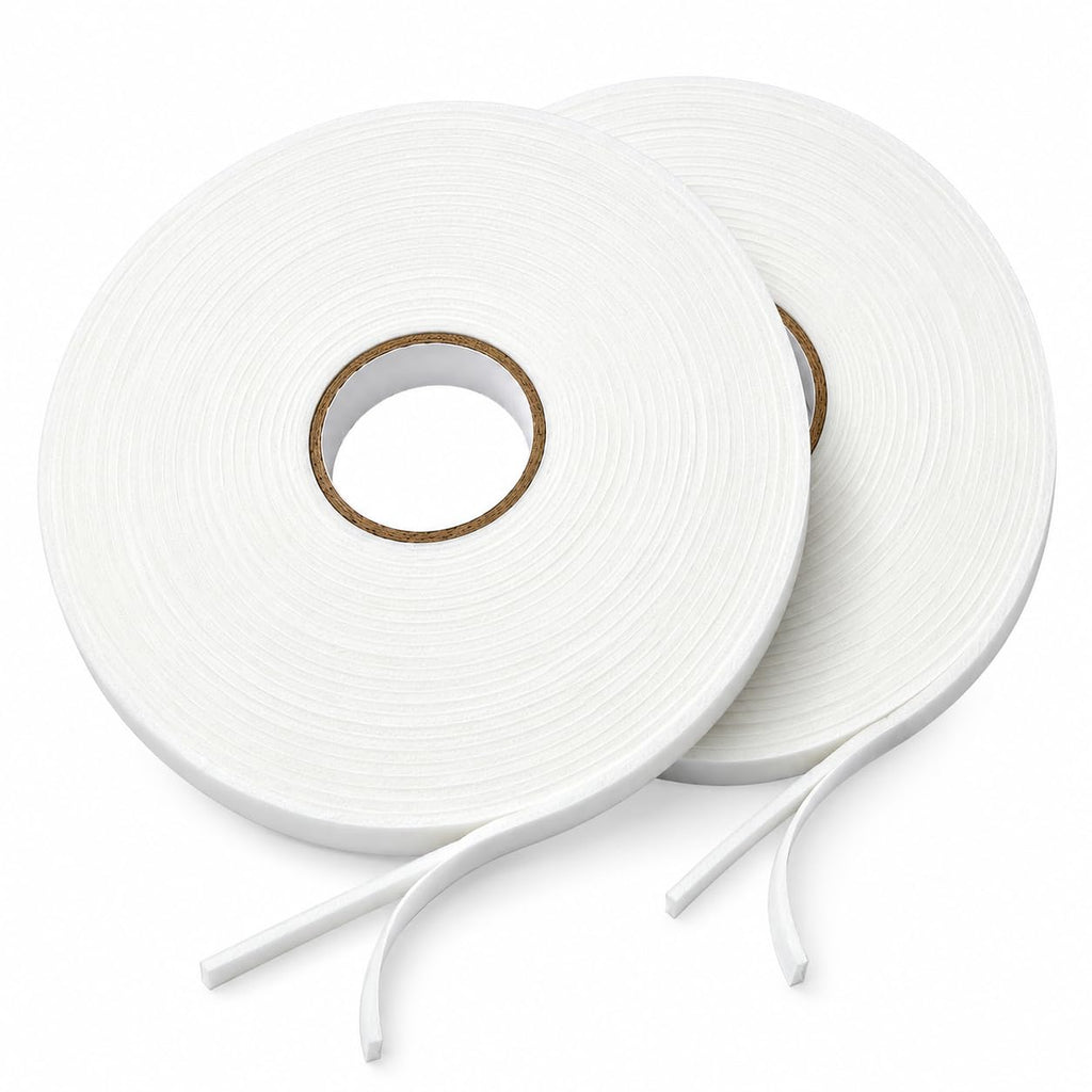 Double Sided White PE Foam Tape 0.32FT x 32FT Sponge Mount Adhesive