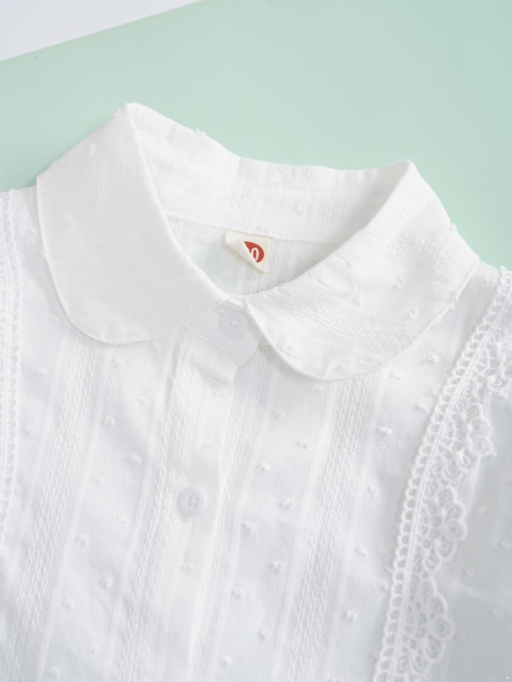 Girls' Long Sleeve Button Down Shirt Cotton Oxford Blouse Tops Kids School Uniform Ruffle Dress Shirts