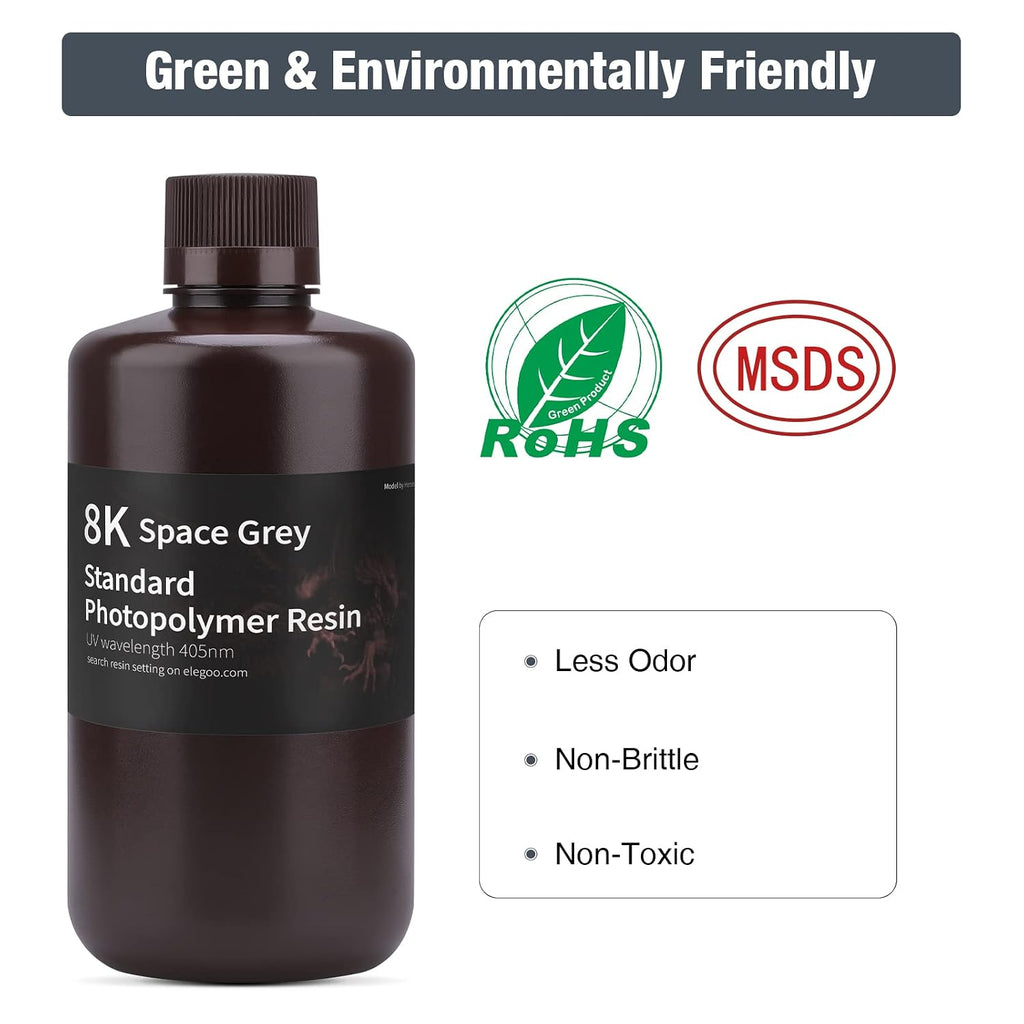 ELEGOO 8K 3D Printer Resin, Standard Photopolymer Resin 405nm UV-Curing Resin, Best for 8K/9K/12K LCD 3D Printer