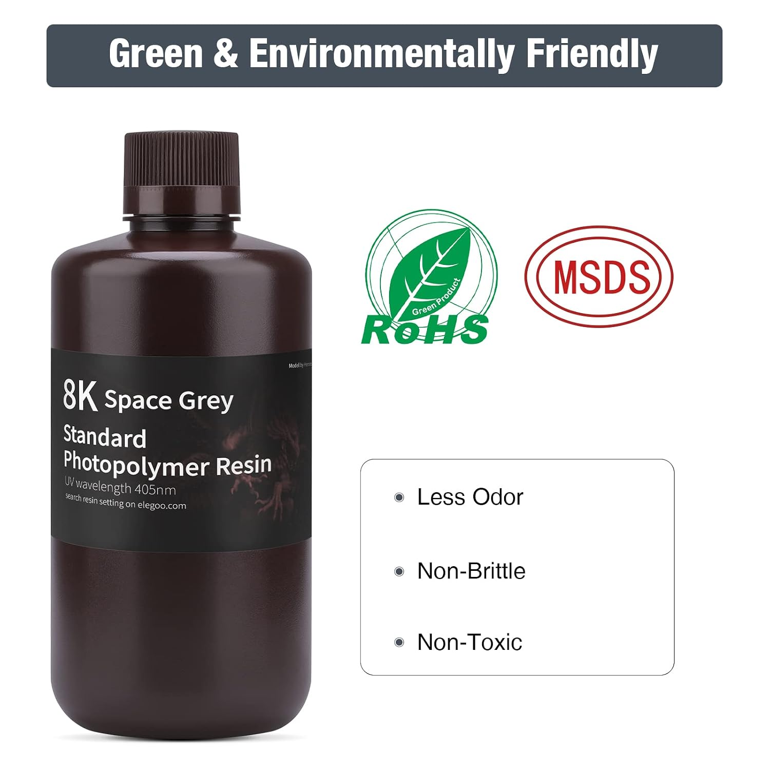 ELEGOO 8K 3D Printer Resin, Standard Photopolymer Resin 405nm UV-Curing Resin, Best for 8K/9K/12K LCD 3D Printer