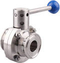 DERNORD Sanitary Butterfly Valve with Pull Handle Stainless Steel 304 Tri Clamp Clover (1 Inch)