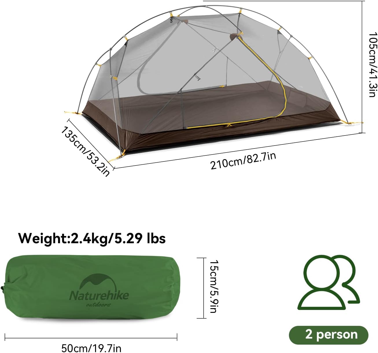 Mongar 2-Person 3-Season Backpacking Tent Lightweight Waterproof Double Layer Easy Setup Camping Hiking Tent with