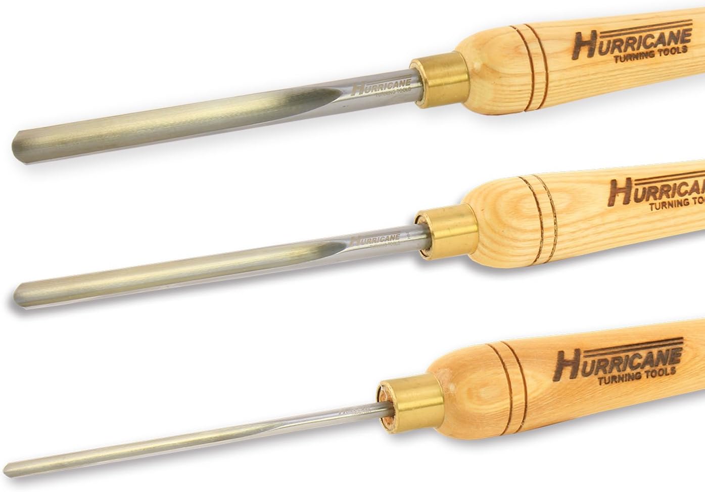 HSS, 3 Piece Spindle Gouge Set (1/4", 3/8" and 1/2" Flute), Standard Series, Woodturning Tools