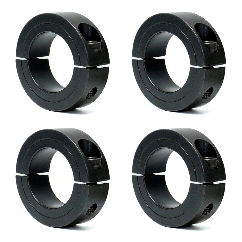 Split Shaft Collar Bore 1/2" OD 1-1/8" Thickness 13/32" 1045 Steel Black Oxide H7 Tolerance Locking Collar Drill Stop Collar Set Screw Clamp-On Linear Rail Stop