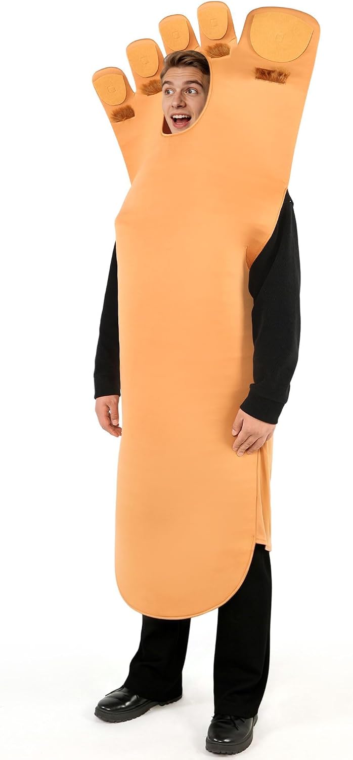 Giant Foot Halloween Costumes for Men Women Adult Sized Funny Big Feet TanTunic Suit Cosplay Outfit Party Plus Size