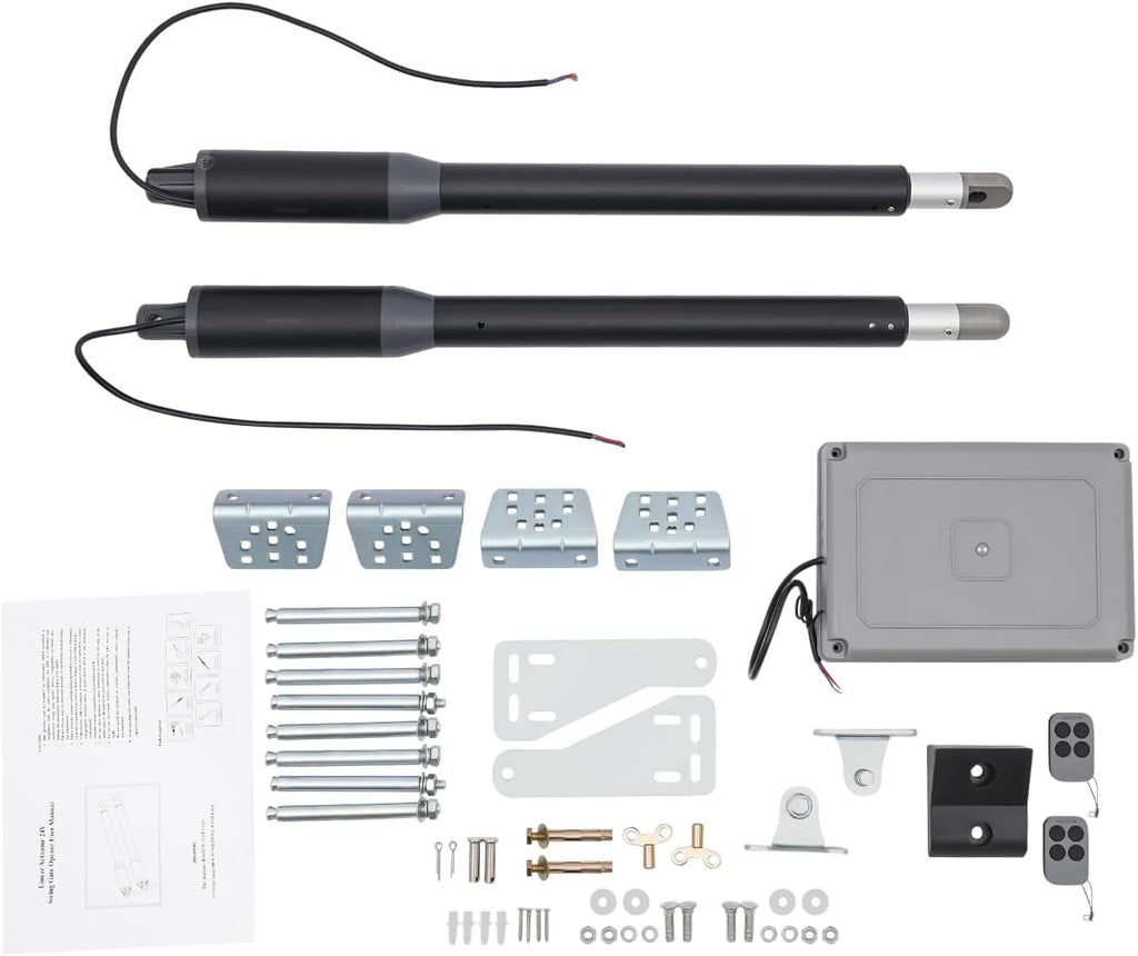 Automatic Dual Swing Gate Opener Kit, Heavy Duty Electric Gate Opener for Doors up to 650LBS, Dual Arm Swing Gates