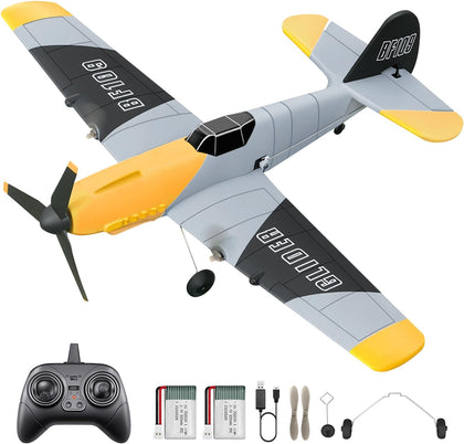 3 Channel RC Plane BF-109, Remote Control Airplane Ready to Fly, 2.4GHz 6-axis Gyro Stabilizer, Easy to Fly for Kids