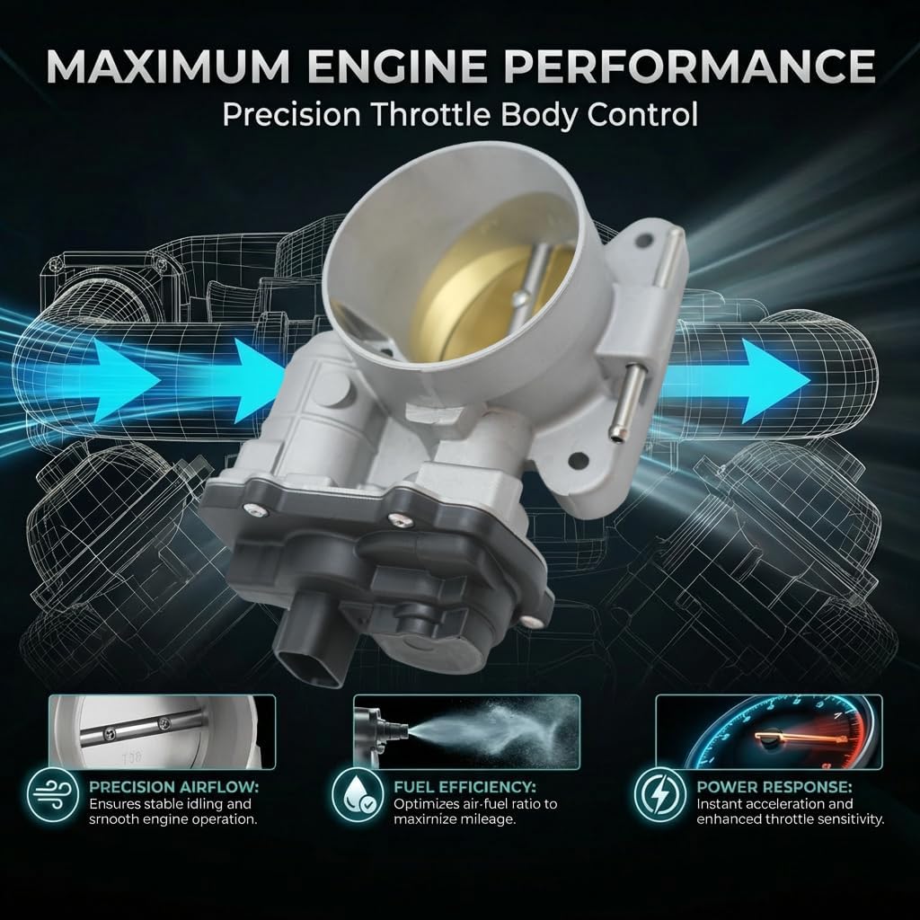 S20006 Electronic Throttle Body Fits for 03-06 Cadi-llac Escalade/Chevy Avalanche Silverado Tahoe/G-MC Envoy Sierra 1500 Yukon, For V8 4.8L/5.3L/6.0L, Replacment TB1008 12679525 12570800
