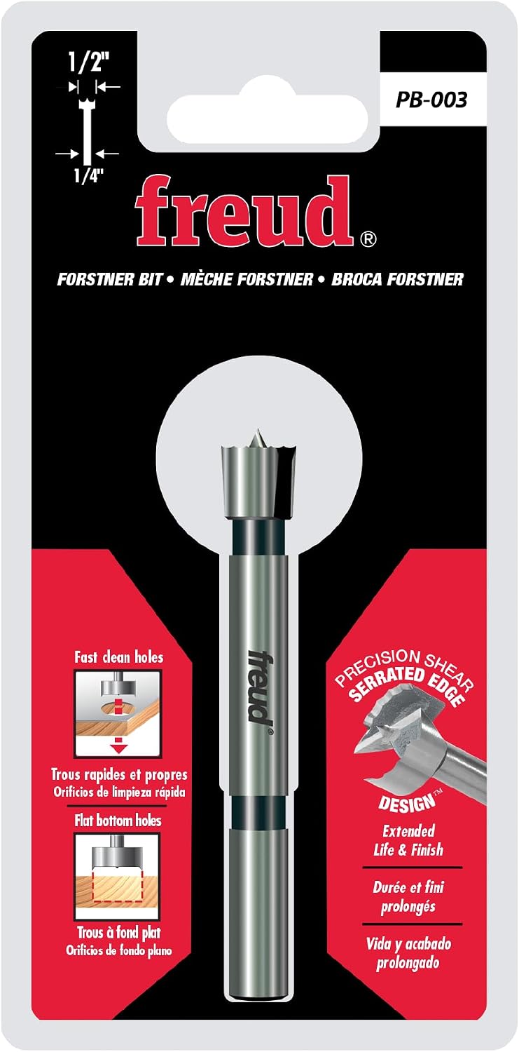 PB-003: Precision Shear Serrated Edge Forstner Drill Bit 1/2-Inch by 1/4-Inch Shank