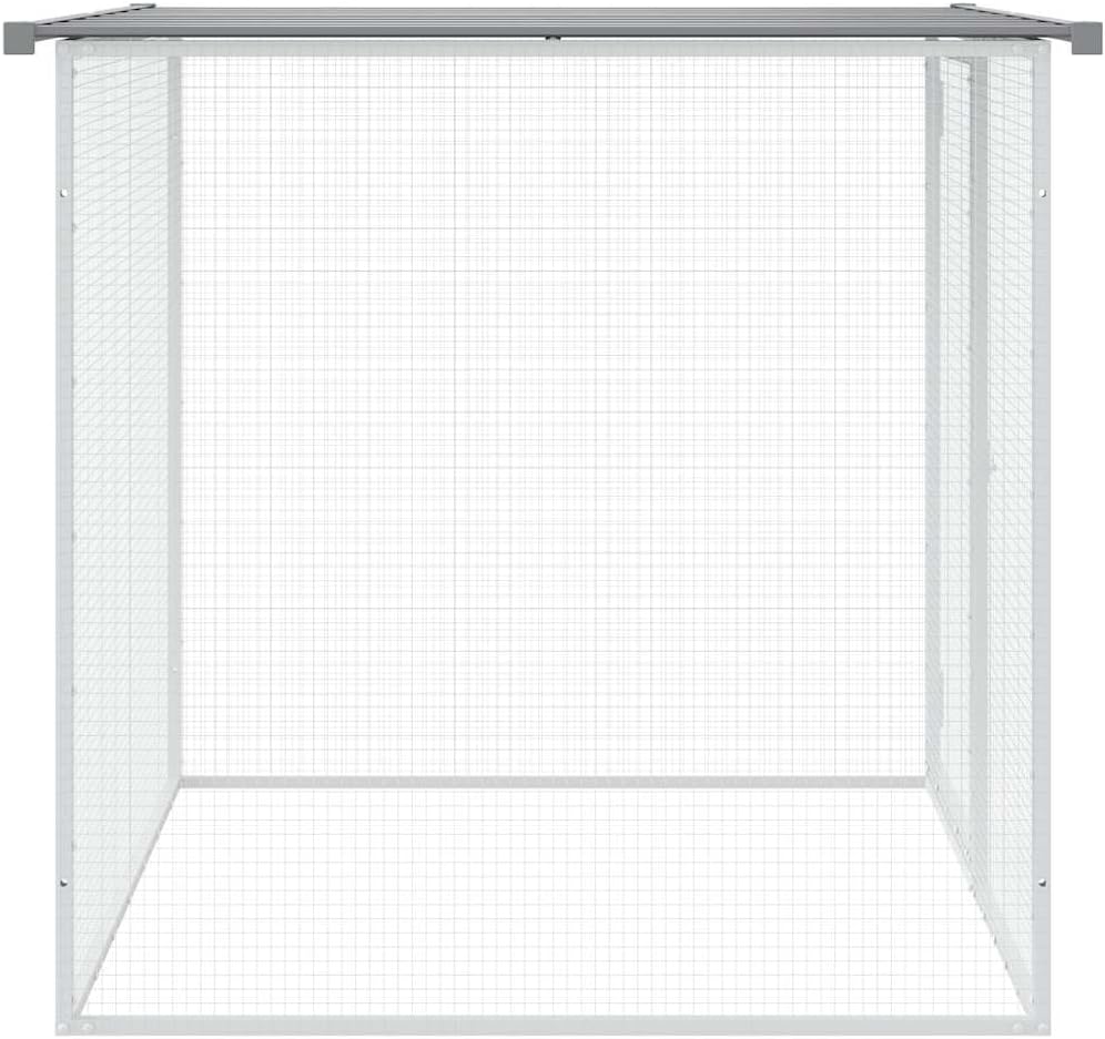 Chicken Cage Light Grey Galvanized Steel Medium Size 40.6 x 39.0 x 35.4 in Outdoor Small Animal Pet Habitat Enclosure