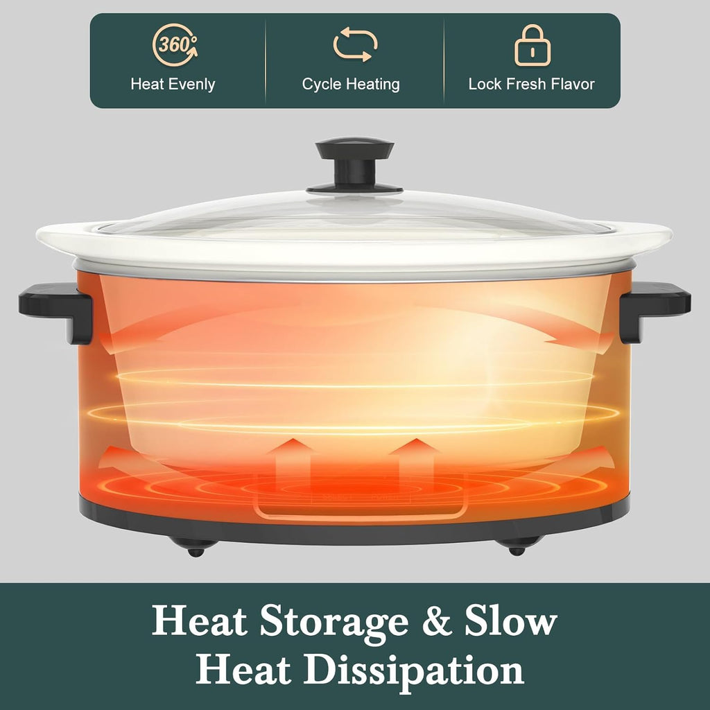 8-Quart Programmable Slow Cooker with Timer Keep Warm - Small Kitchen Appliance for Family Dinners - Serves 6+ People