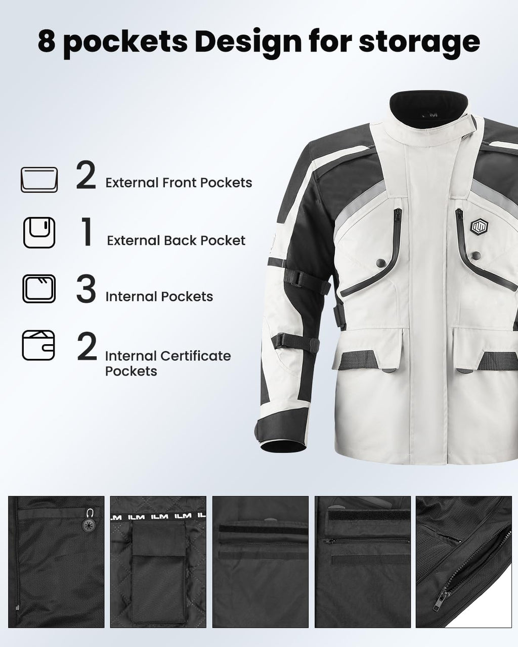 Motorcycle Jacket Adventure Mens Riding Armored Airflow Dirt Bike Touring Waterproof Clothing All Season Model RL01