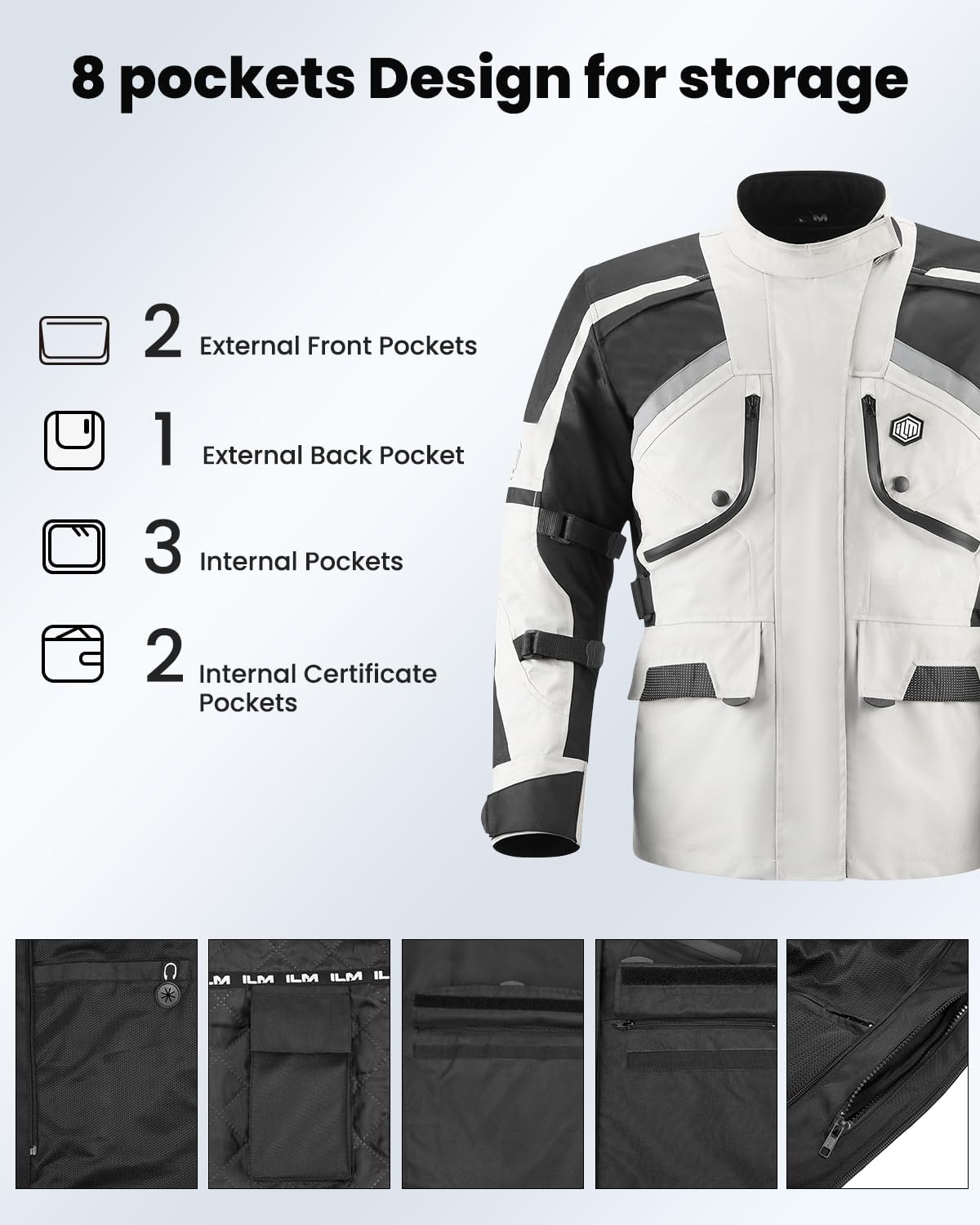 Motorcycle Jacket Adventure Mens Riding Armored Airflow Dirt Bike Touring Waterproof Clothing All Season Model RL01