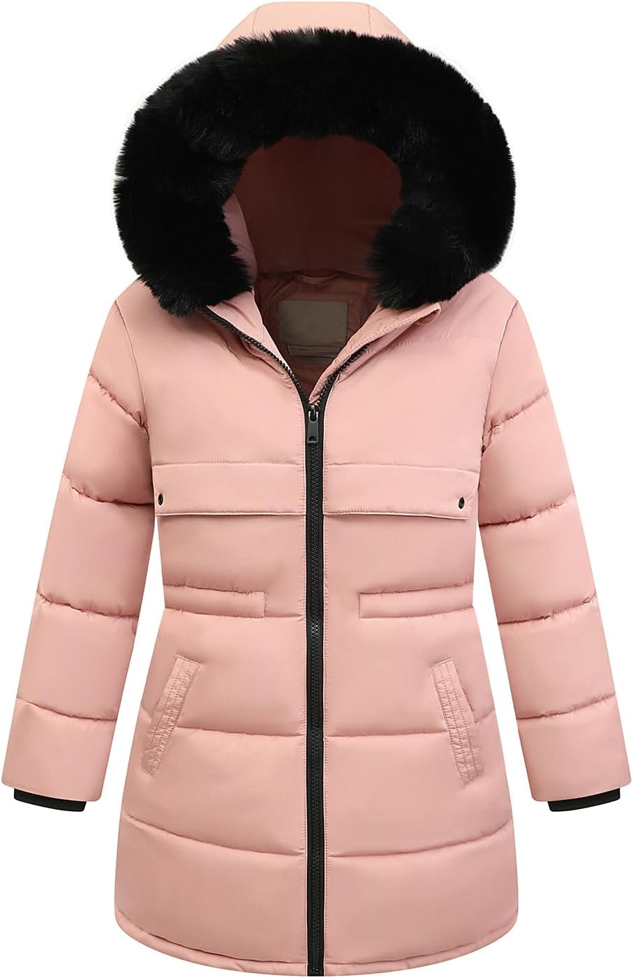 Girl's Winter Long Coat Parka Warm Hooded Puffer Jackets | Waterproof Polyester, Windproof Full Zipper, Ribbed Cuffs