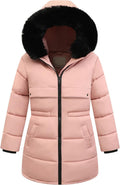 Girl's Winter Long Coat Parka Warm Hooded Puffer Jackets | Waterproof Polyester, Windproof Full Zipper, Ribbed Cuffs