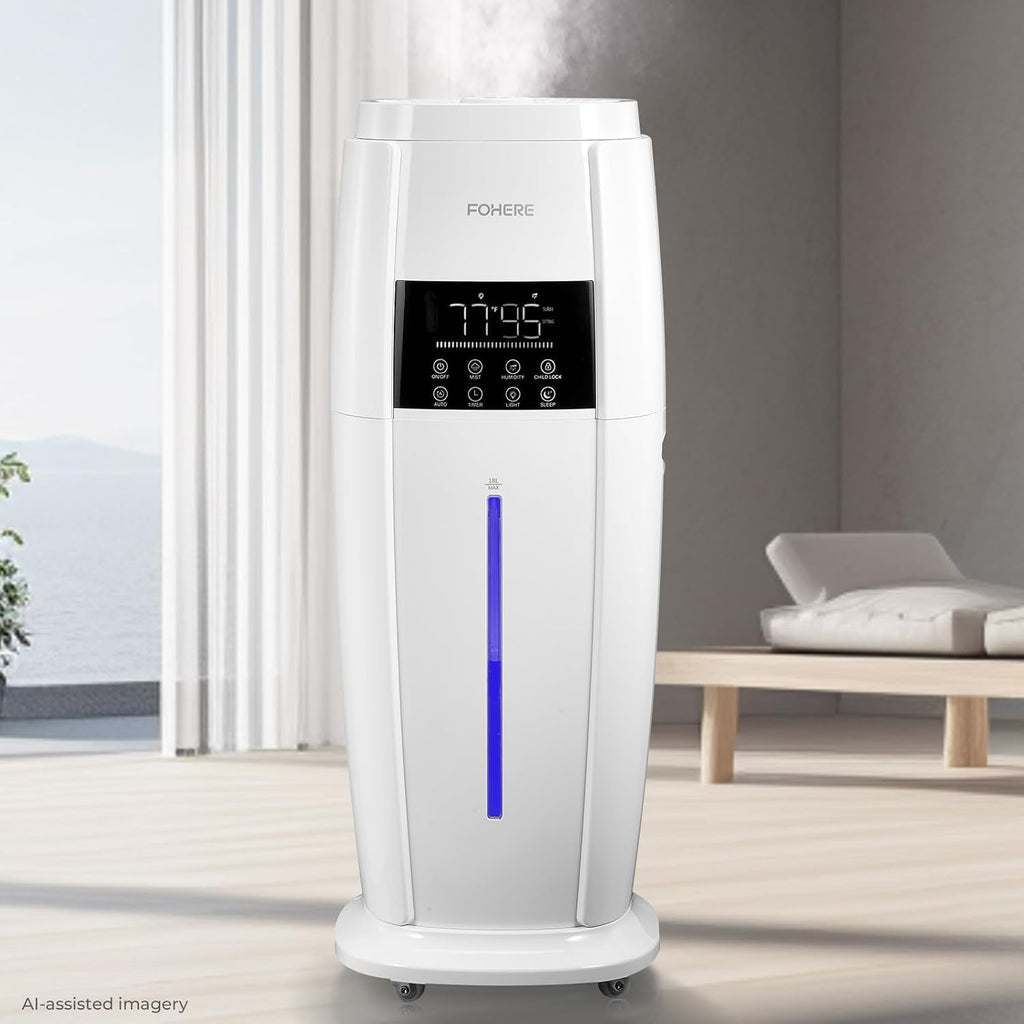 18L Humidifier Large Room, 1300mL/H Triple Mist, Up to 1500 Sq.Ft | Whole House Humidifier with Top-Fill, Smart