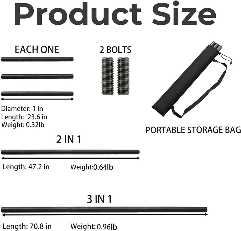 Collapsible Bo Staff 4ft & 6ft – Foam-Padded Martial Arts Practice Staff for Safe Training, Adjustable Portable