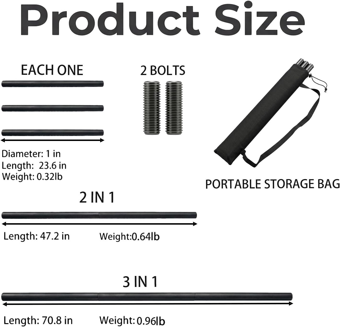 Collapsible Bo Staff 4ft & 6ft – Foam-Padded Martial Arts Practice Staff for Safe Training, Adjustable Portable