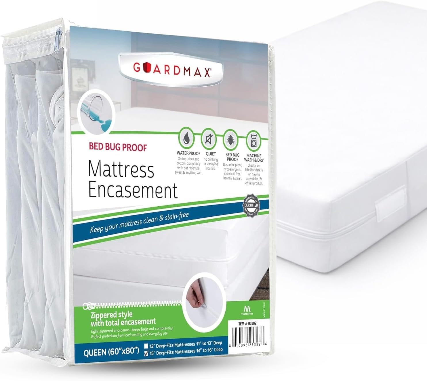 Queen Mattress Protector Zippered, Bed Bug Mattress Cover | Waterproof, Dust Mite Proof, 6-Sided, Soft Jersey Knit