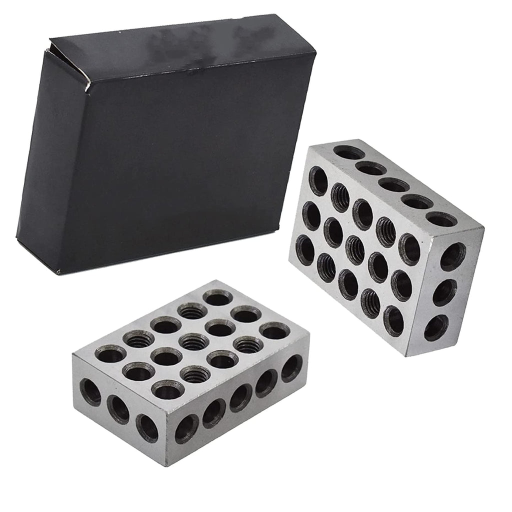 kimllier 1 x 2 x 3 Inch Blocks 23 Holes Matched Pair, Hardened Steel