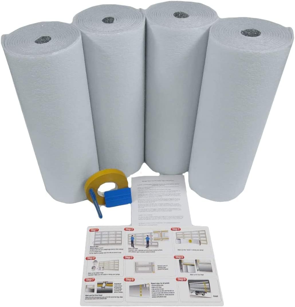 NASA TECH White Reflective Foam Core 2 Car Garage Door Insulation Kit 18FT (Wide) x 8FT (HIGH) R Value 8.0 Made in