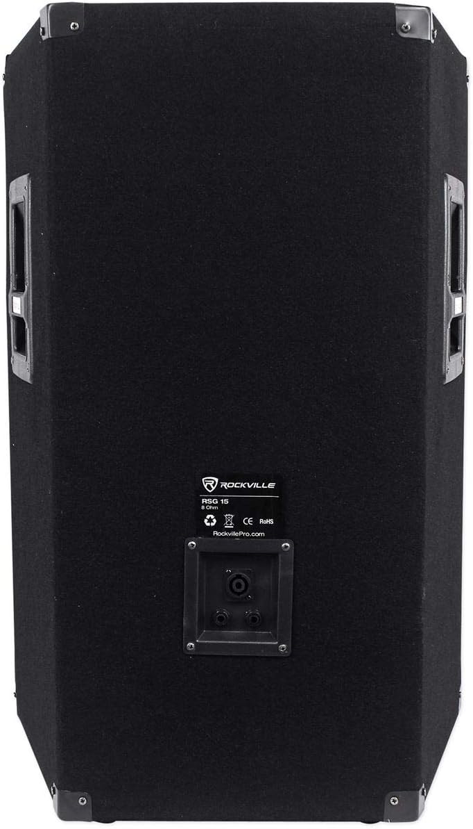 RSG15 15" 3-Way 8-Ohm Passive DJ PA Speaker, 2-Pack | 1500W Peak/750W RMS, SpeakON and 1/4" Inputs, Piezo Compression