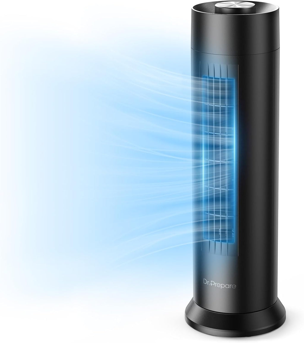 Tower Fan, 28 dB Quiet Desk Fan, 3‑Speeds, 80° Oscillation, Detachable Washable Bladeless Design, 16 Inch Portable