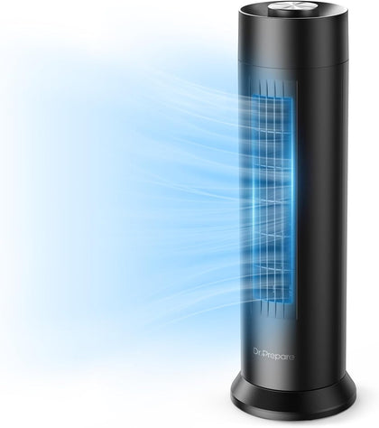 Tower Fan, 28 dB Quiet Desk Fan, 3‑Speeds, 80° Oscillation, Detachable Washable Bladeless Design, 16 Inch Portable
