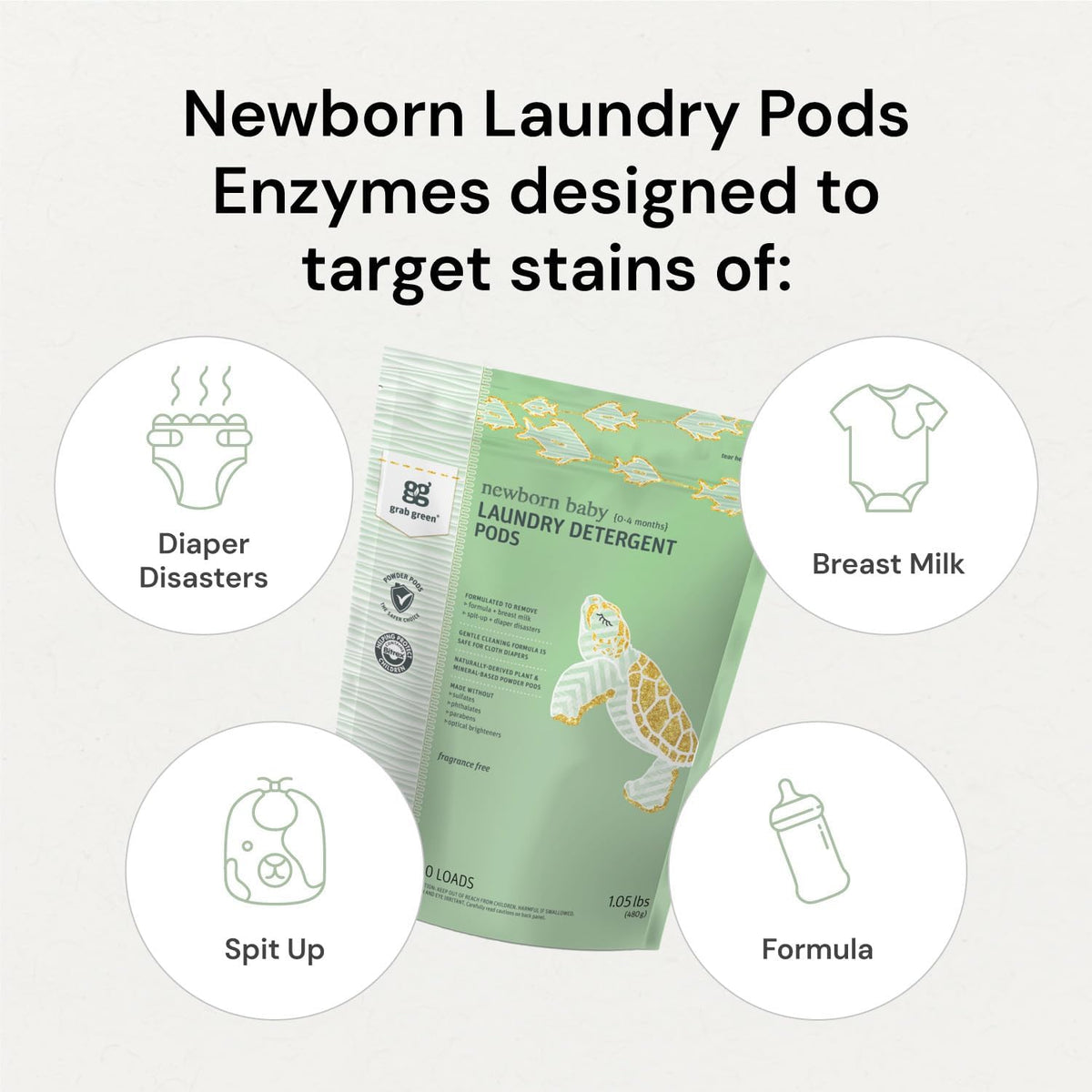 Newborn Baby Laundry Detergent Pods, 60 Count, Chamomile