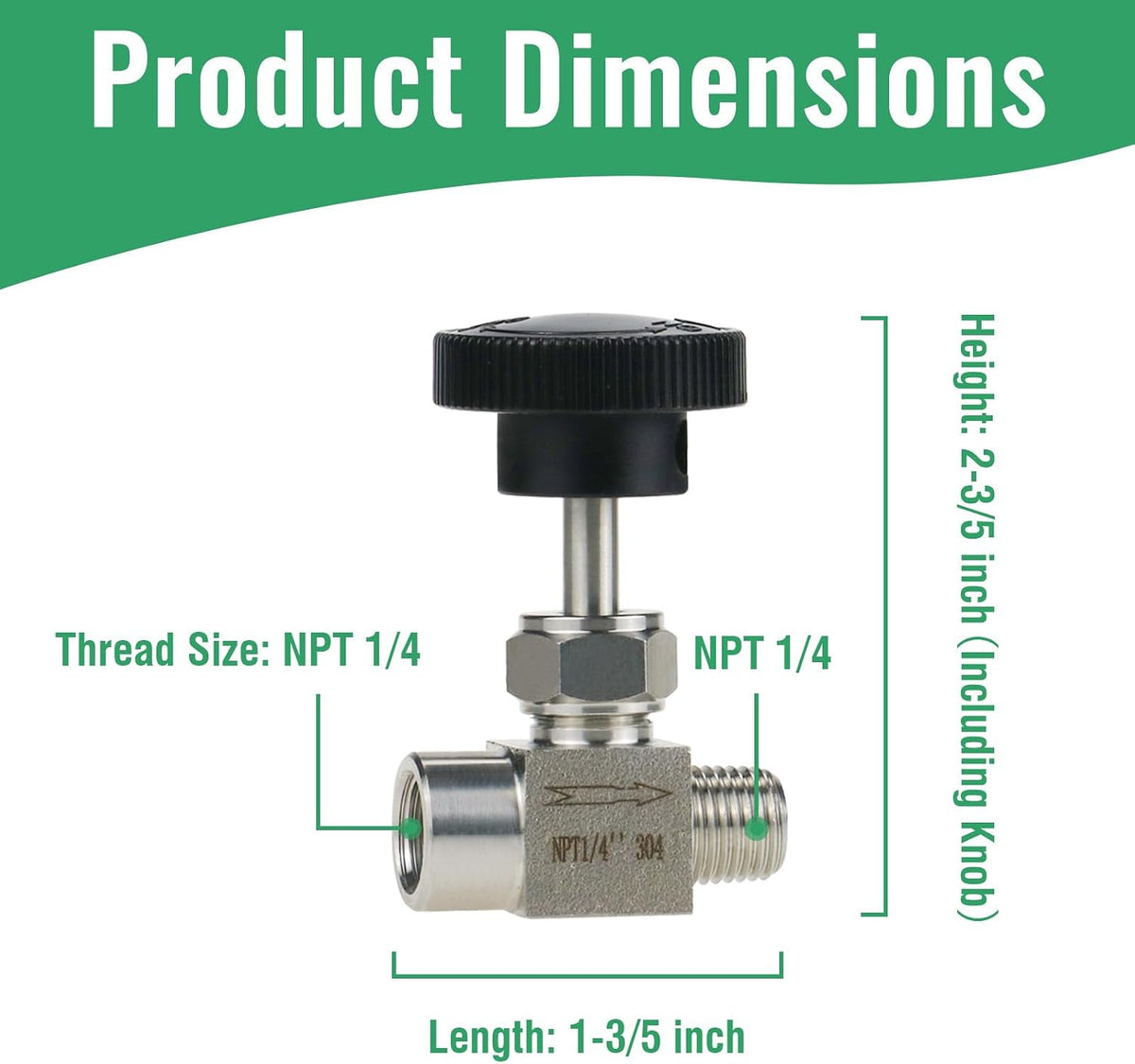 Angry Pony 1/4 NPT Needle Valve, Hydraulic Flow Control Valve, 900 PSI