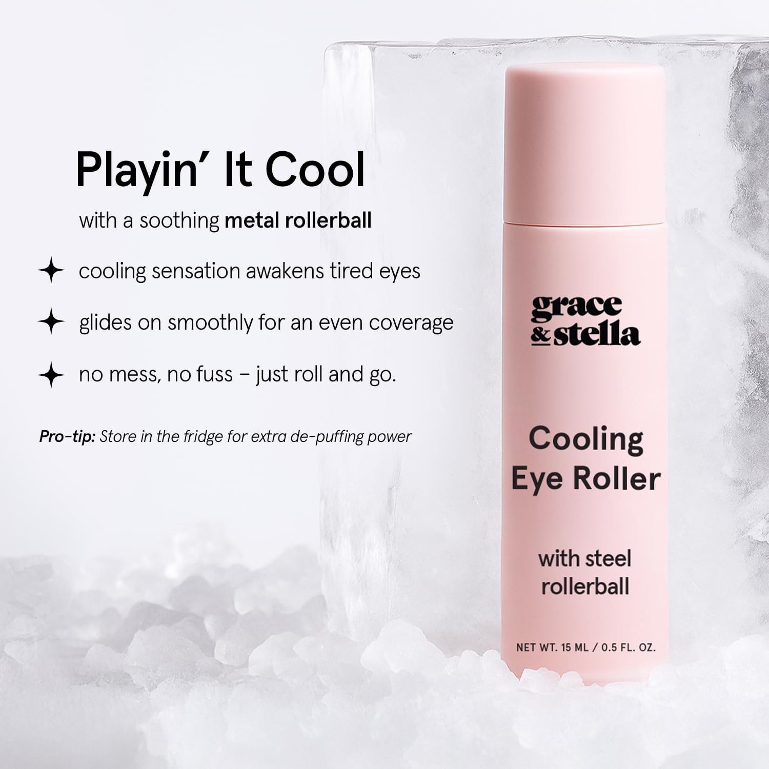 Under Eye Brightener with Cooling Metal Rollerball | Centella Asiatica & Caffeine Eye Serum for Puffy Eyes - Travel