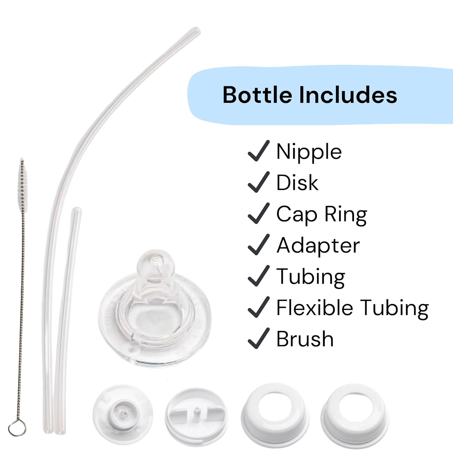Anti-Colic Nursing System 4 oz Baby Bottle with Fast Flow Nipple/Teat 3m+ with Tube Straw Feeding System for Toddler