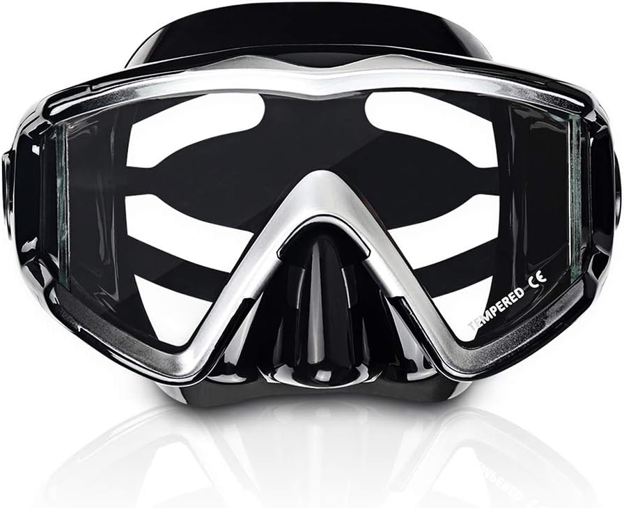 Adult Pano 3 Scuba Diving Mask, Tempered Glass Snorkel Mask Anti-Fog Swim Mask No Leakage Swim Goggles with Nose