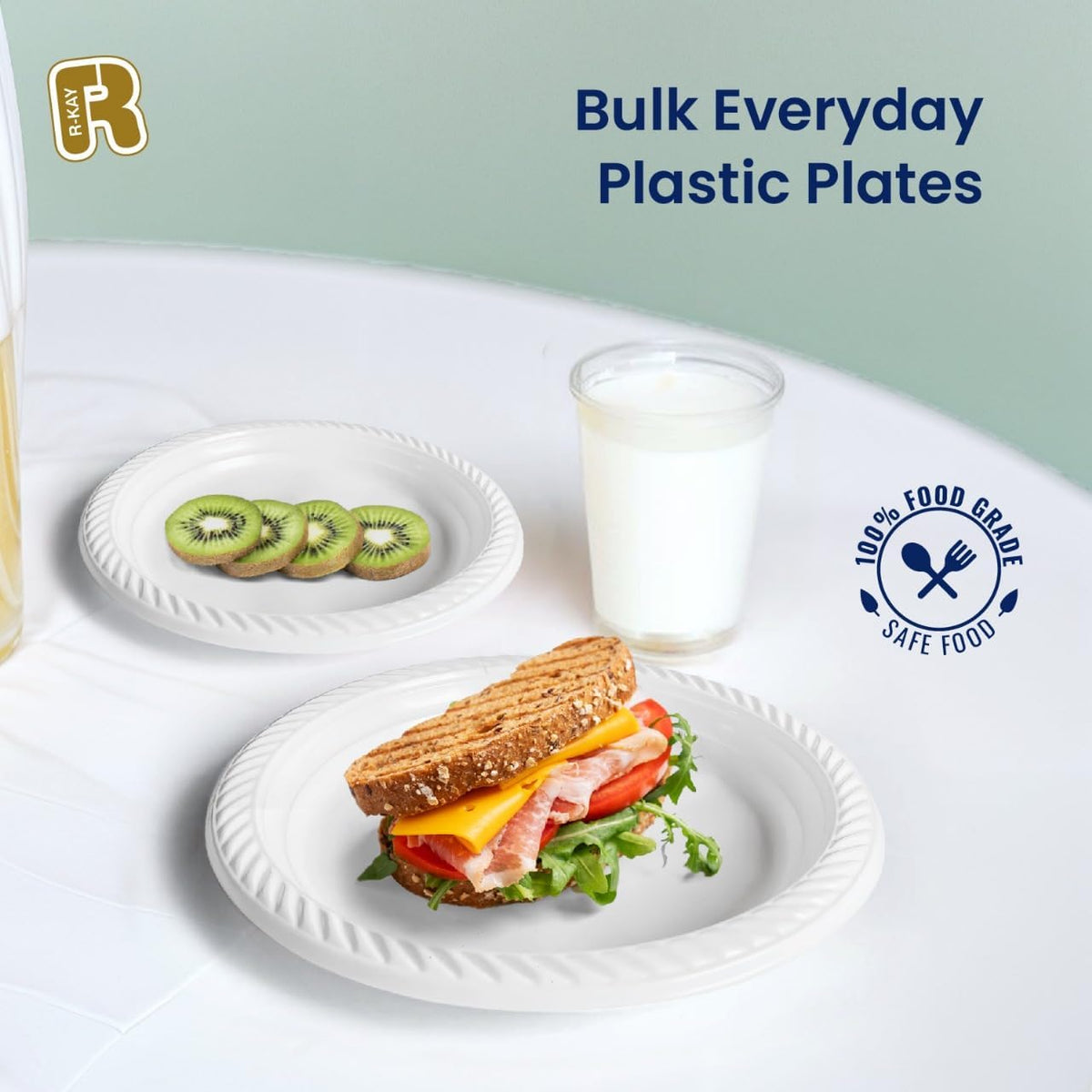 100 Pack 6 Inch White Plastic Plates Disposable - Heavy Duty White Disposable Plates - Microwavable Disposable