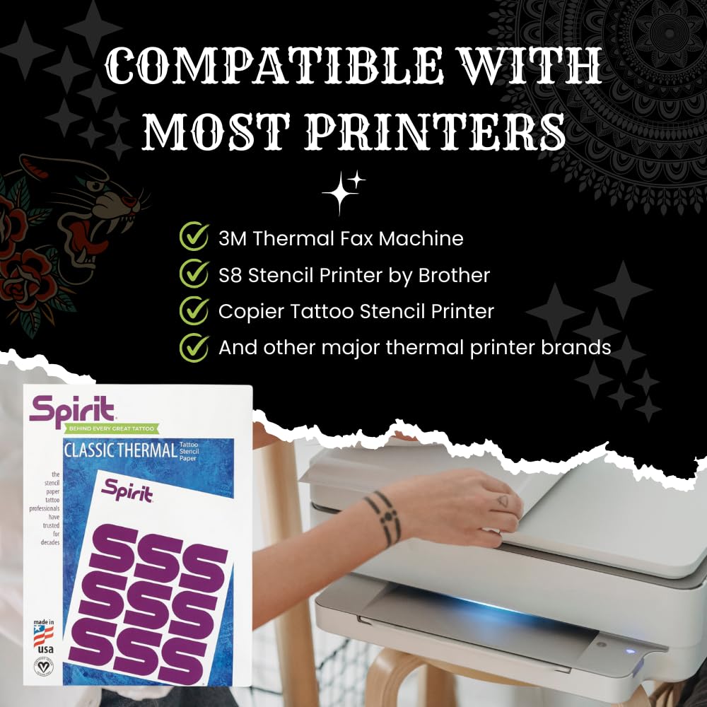 Classic Thermal Tattoo Stencil Transfer Paper, 8.5" X 14" - 100 Sheets, Certified Vegan, Proudly Made in The USA