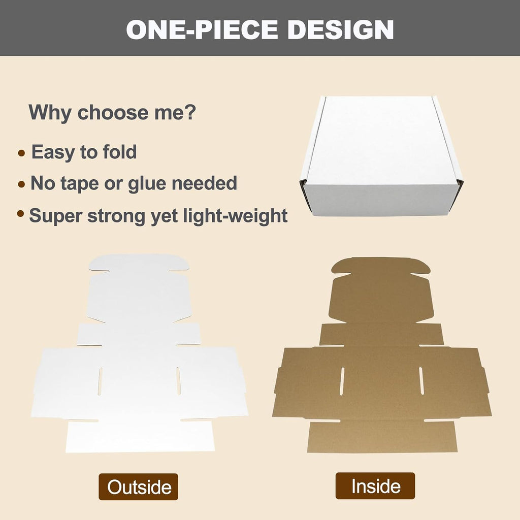 6x4x2 Small Shipping Boxes, White Mailing Box Mailer Flat Corrugated Cardboard Mailers for Business Packaging Mailing
