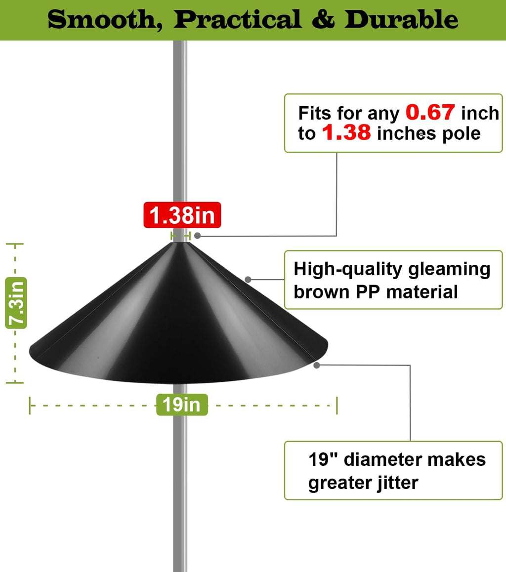 19 Inch Wide Squirrel Baffle for Bird Feeder Pole, Outside Pole Mount Stopper & Bird House Guard for Outdoor