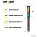 Tools Extra Long Ball Nose Carbide End Mill, DLC Coating, CNC Cutting Tools for Aluminum and Wood Cutting, 3D Carving & Engraving. 2 Flute Router Bits，1/2 Shank (1/2-3" 1pcs