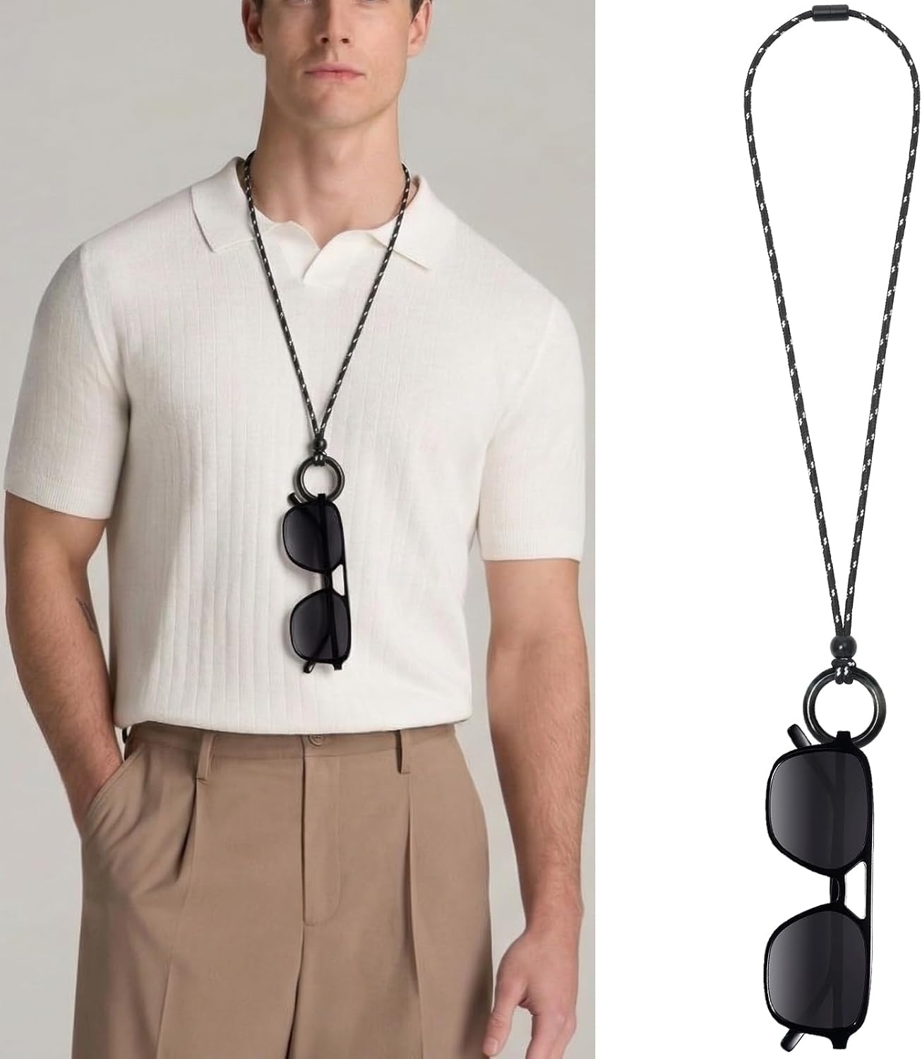 Eyeglass Holder Necklace Ring Glasses Holder Strap Chain Loop Ring Reading Sunglasses Necklace for Women Men