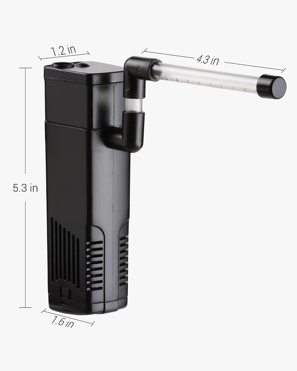 Internal Aquarium Filter for Fish Tank up to 10 Gallons, 53 GPH | Dual Water Outlet Design, Better Water Circulation