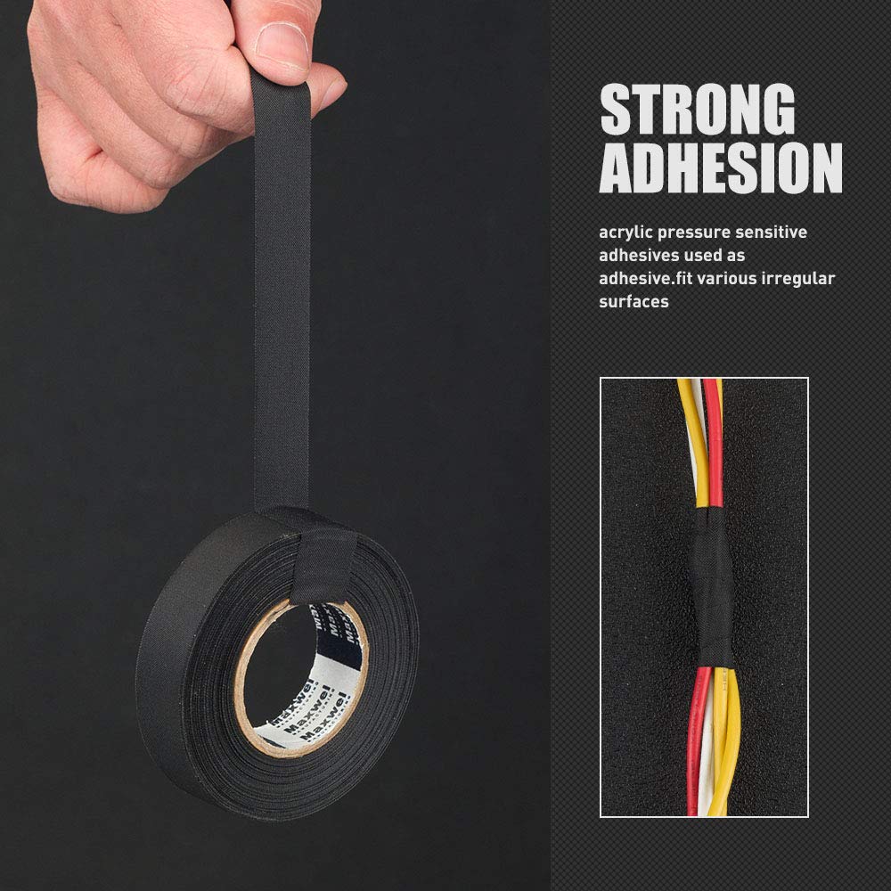 Wire Harness Tape 3/4 in x 82 FT x 2 Rolls, High Temp Automotive Cloth Tape
