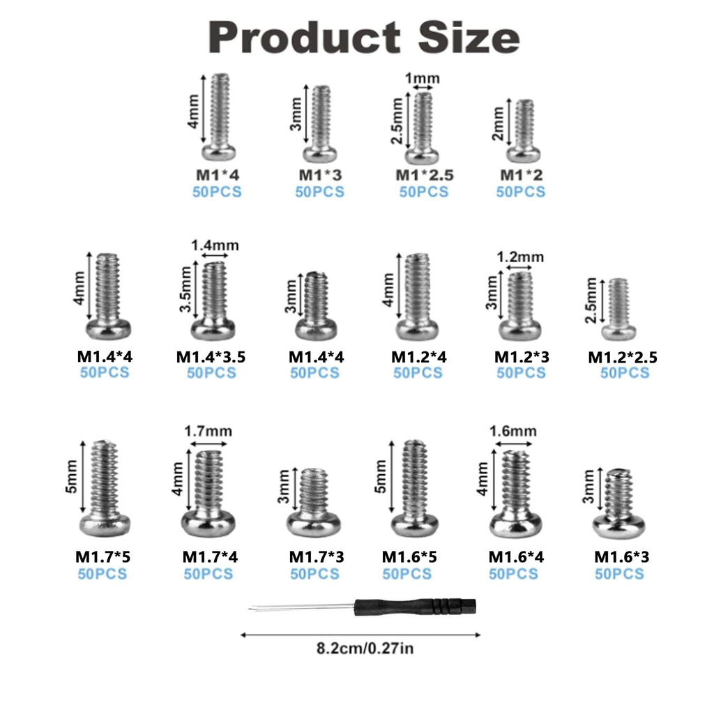 Tiny Screws for Electronics, 800 pcs Pan Head Machine Screws Assortment Kit