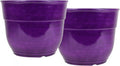 Indoor/Outdoor Glazed Brushed Happy Plastic Planter, Large, Dark Purple, 15" (Pack of 2)