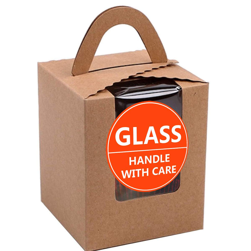 2 Inch Round Orange Glass Stickers - Fragile Warning Labels, 500 Per Roll