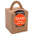 2 Inch Round Orange Glass Stickers - Fragile Warning Labels, 500 Per Roll