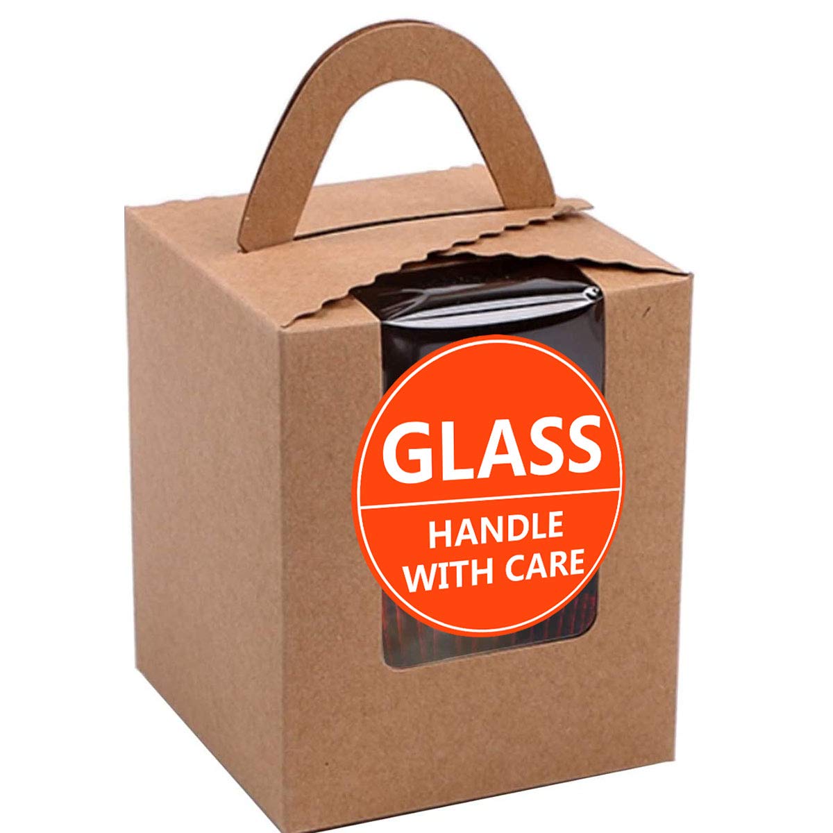 2 Inch Round Orange Glass Stickers - Fragile Warning Labels, 500 Per Roll