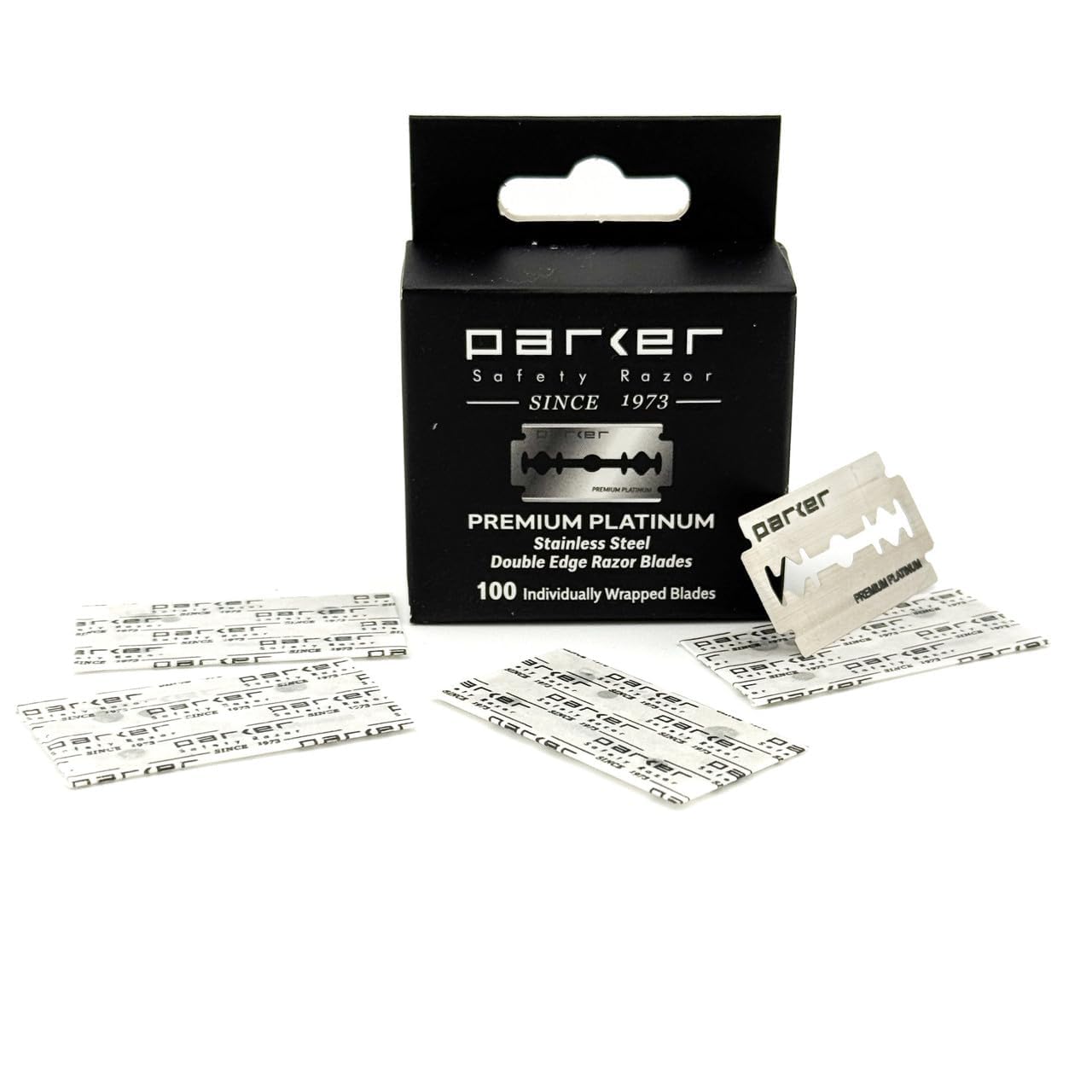 Parker Premium Platinum Double Edge Blades, 100 Count Salon Pack | Swedish Steel Blades With Platinum, Tungsten And