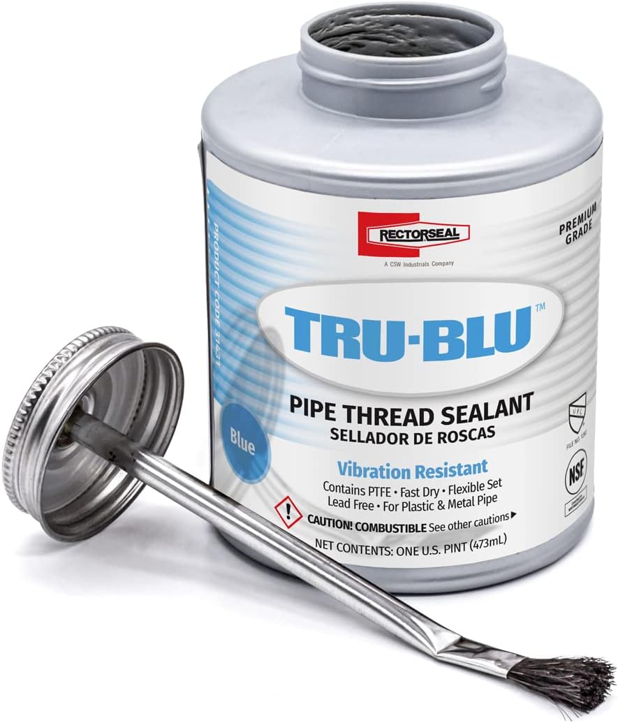 Tru-Blu 31431 Pipe Thread Sealant, Fast-Dry, Flexible Set Thread Sealant Designed for High Vibration Environments