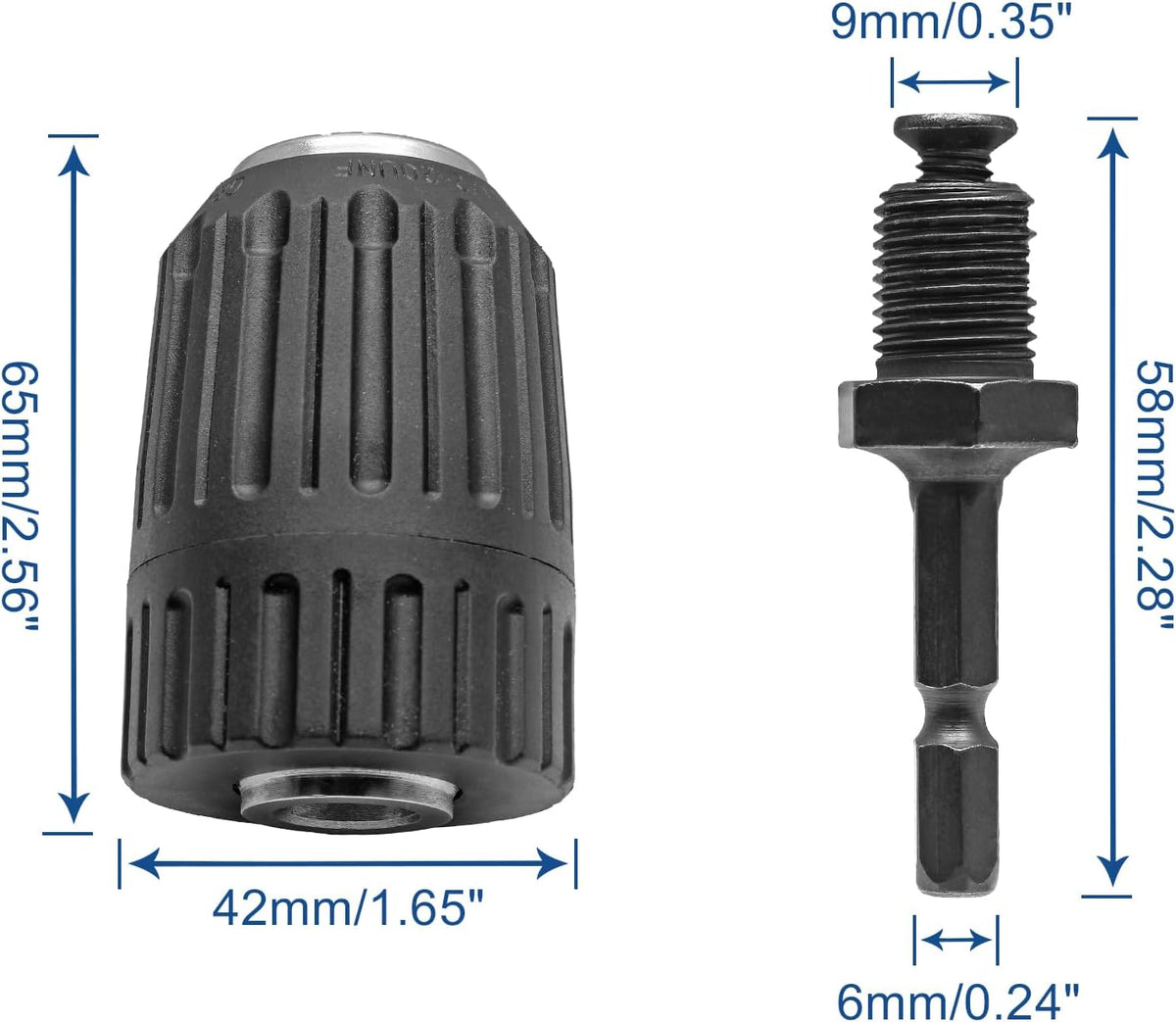 Biaungdo 1/2-20UNF Keyless Drill Chuck 2 To 13mm With Hex Shank